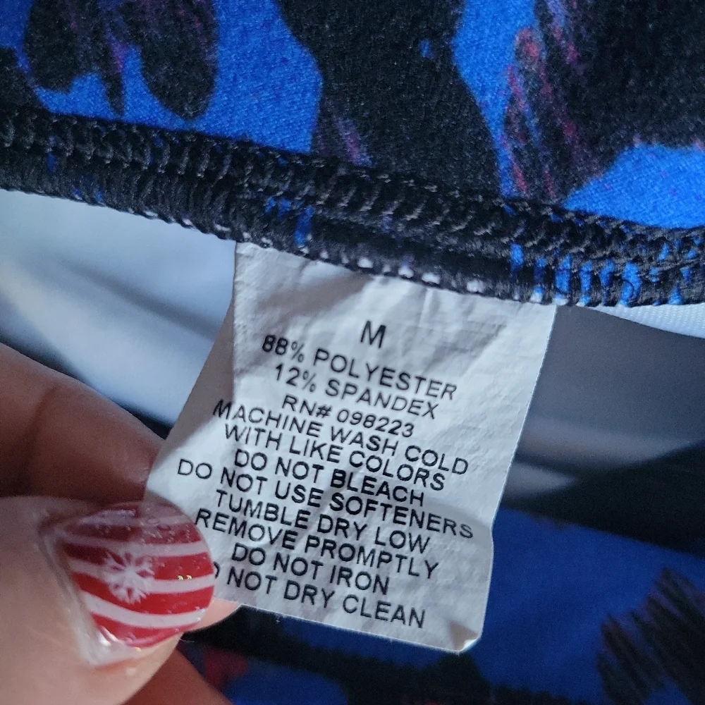 BCG | Women's Blue Black Pink Leopard Print Crop Leggings - Size M - Picture 9 of 9